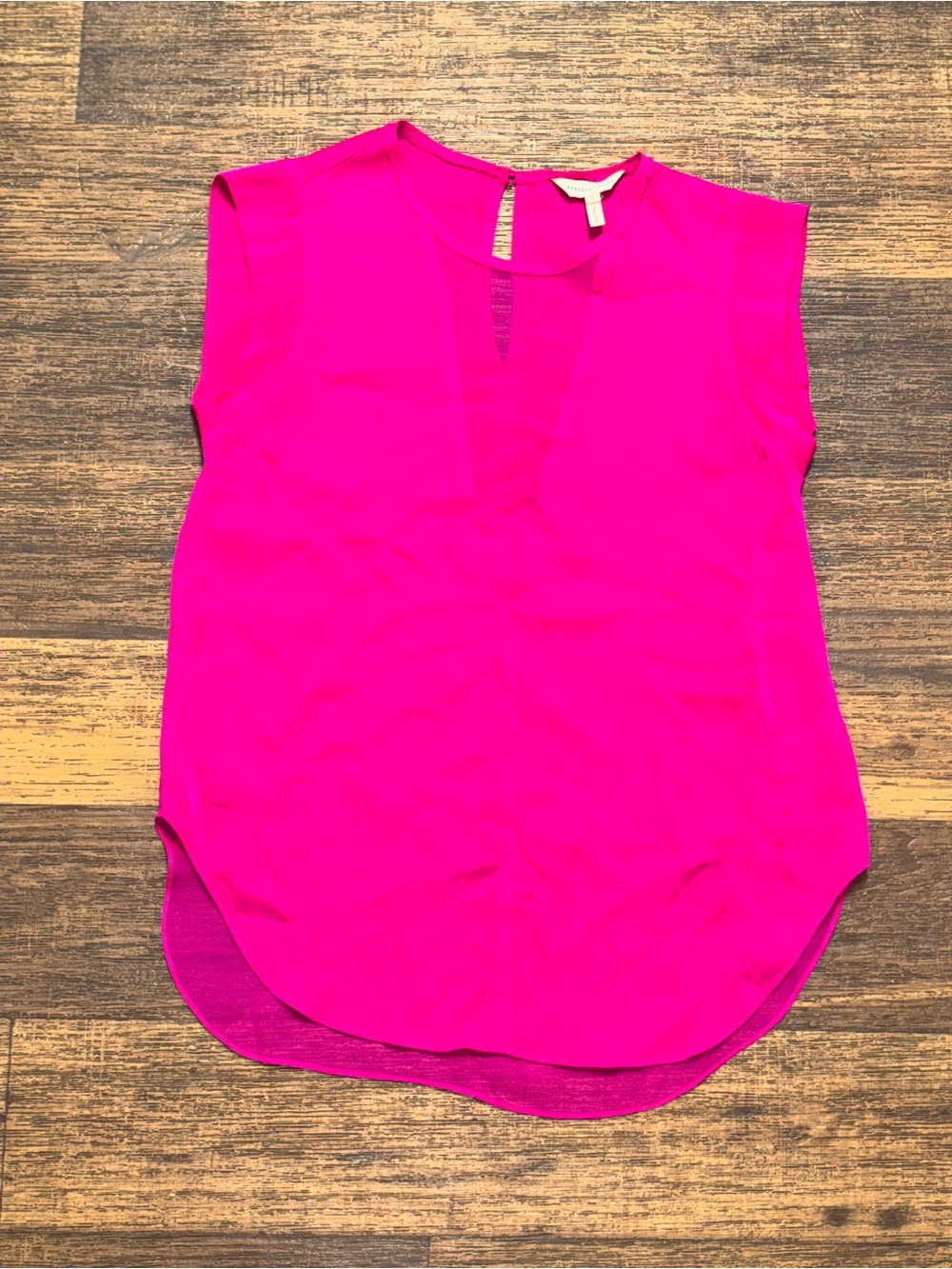 Rebecca Taylor Bright Fuchsia Sleeveless 100% silk Keyhole Blouse